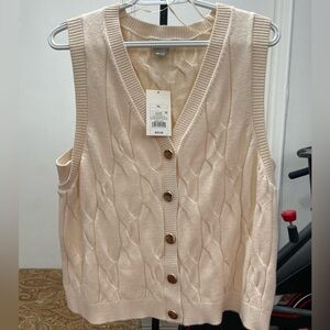 A New Day Target Cream Cable Knit Sweater Vest